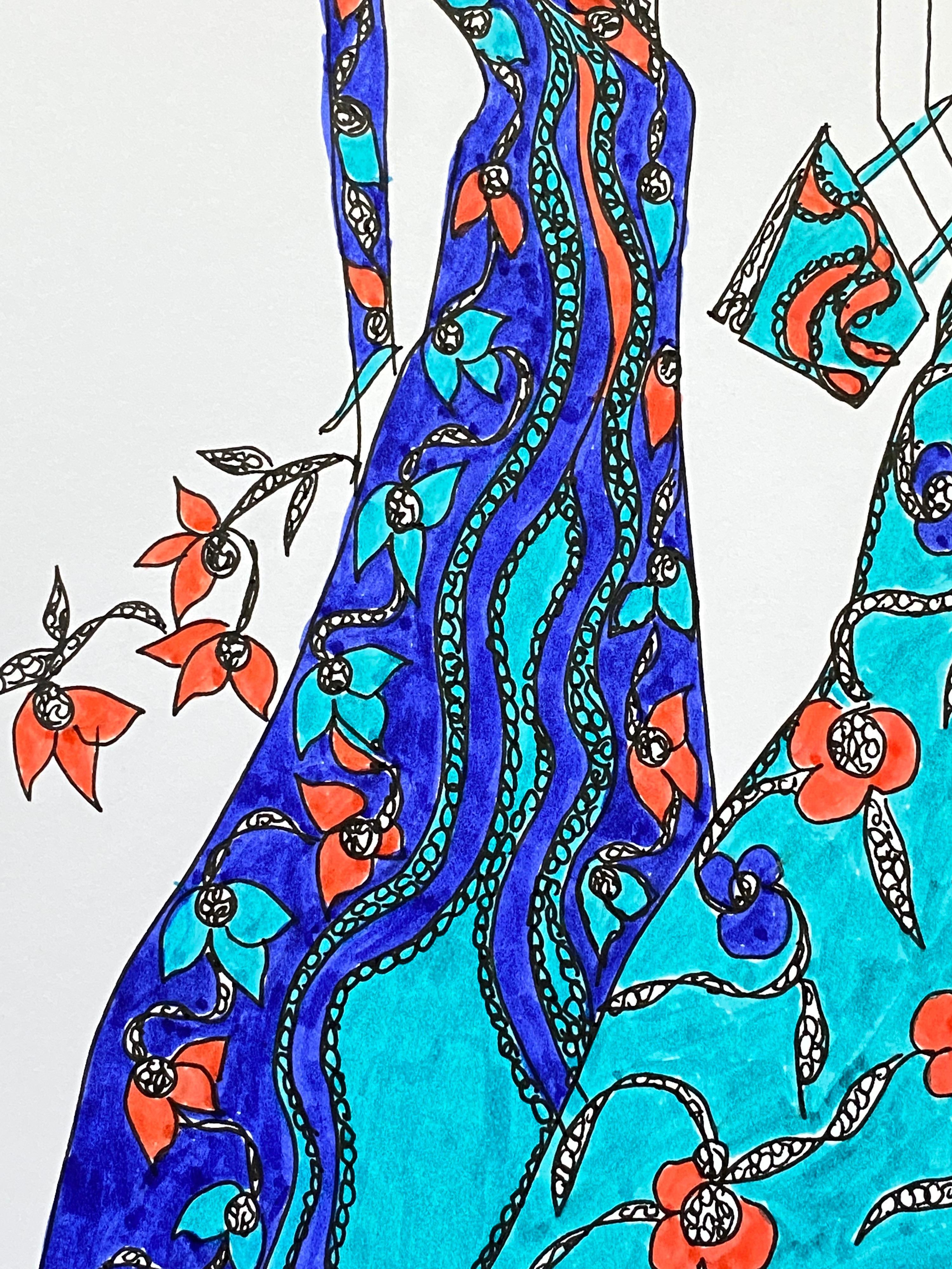 Disegno di moda originale Illustrazione ad acquerello Laura Ashley Designer In condizioni ottime in vendita a Cirencester, GB