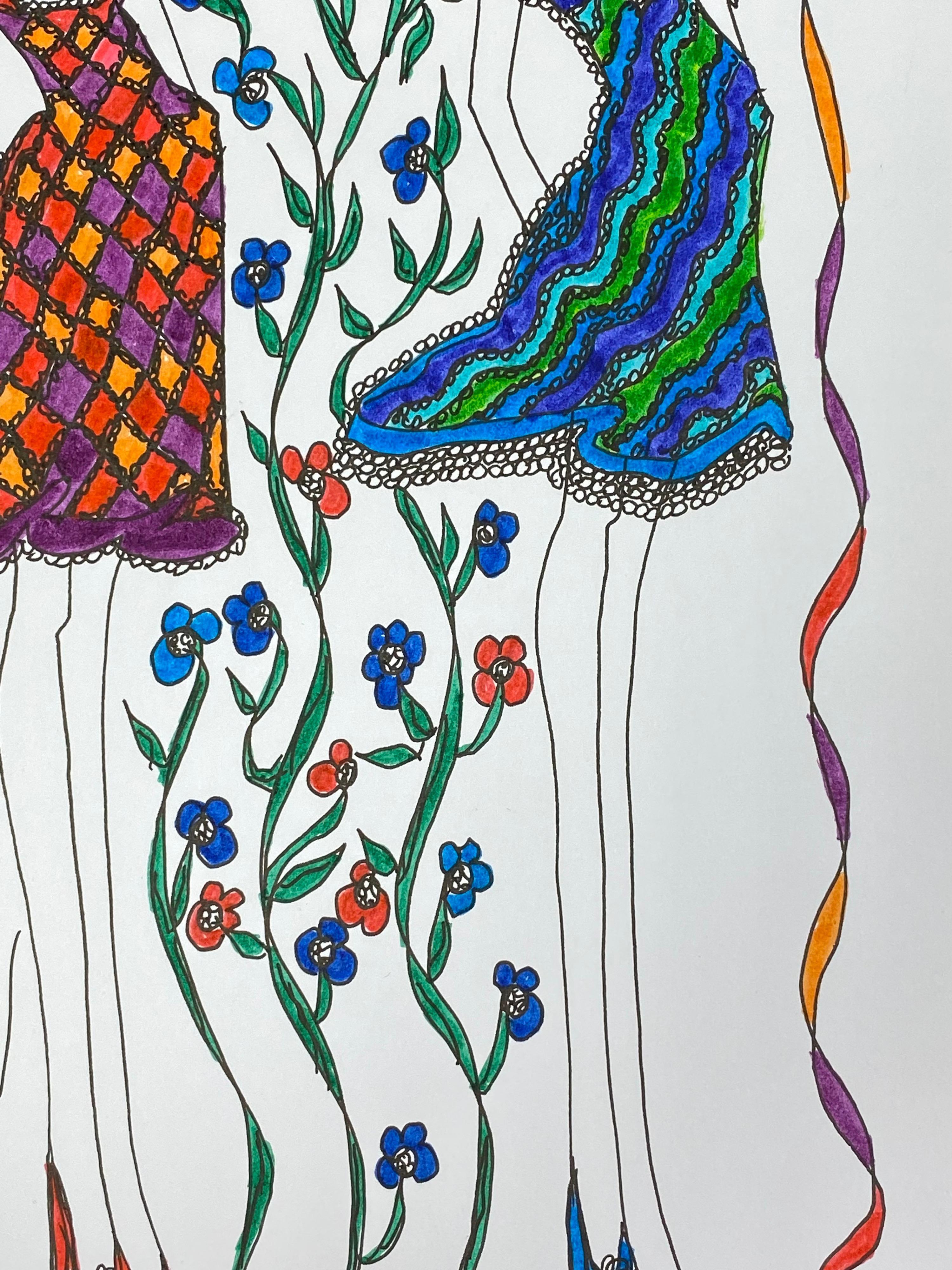 Diseño de Moda Original Ilustración Acuarela Pintura Laura Ashley Diseñadora Otro en venta