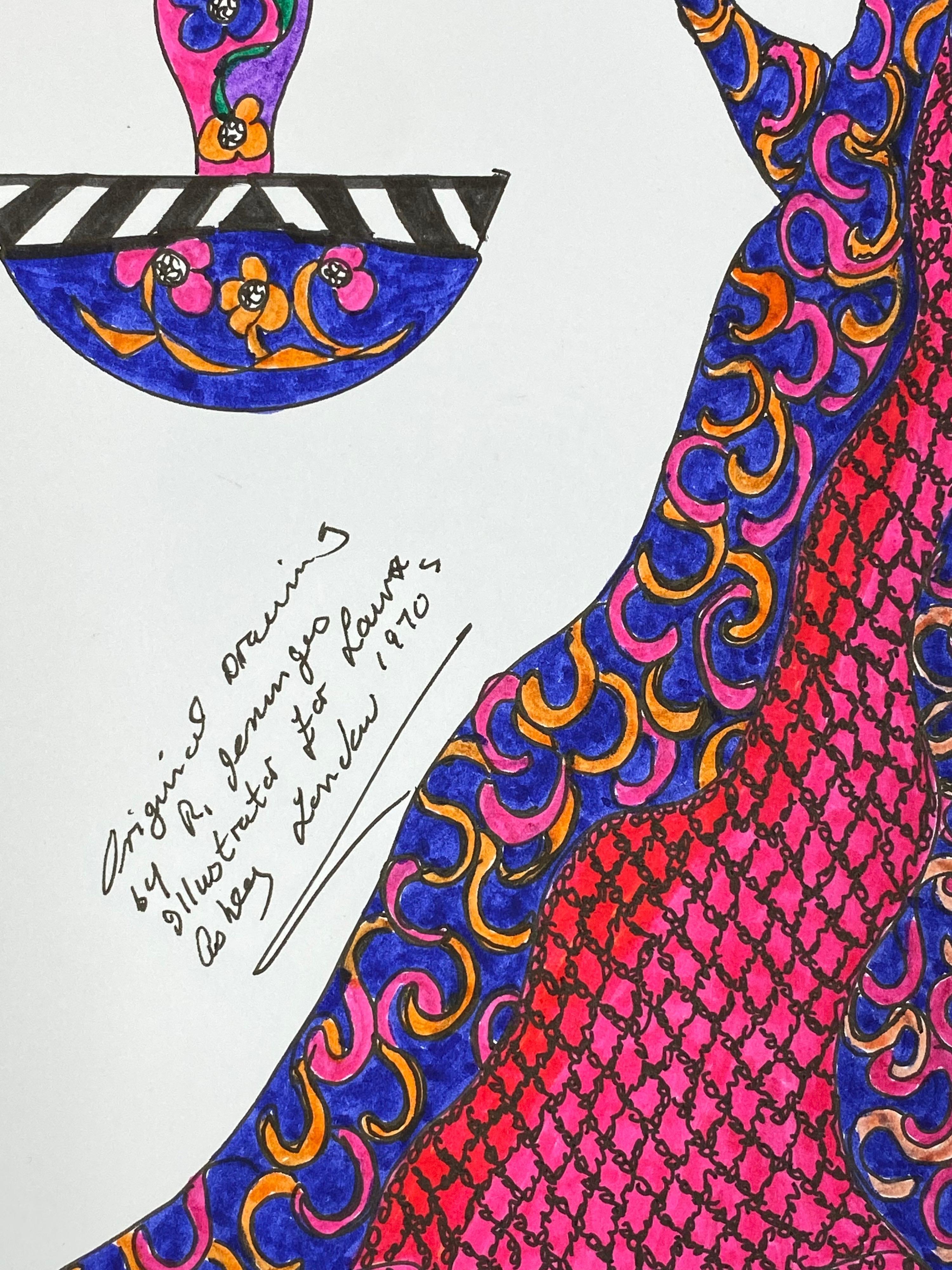 Original Original-Modedesign- Illustration, Aquarellmalerei Laura Ashley Designer (Sonstiges) im Angebot