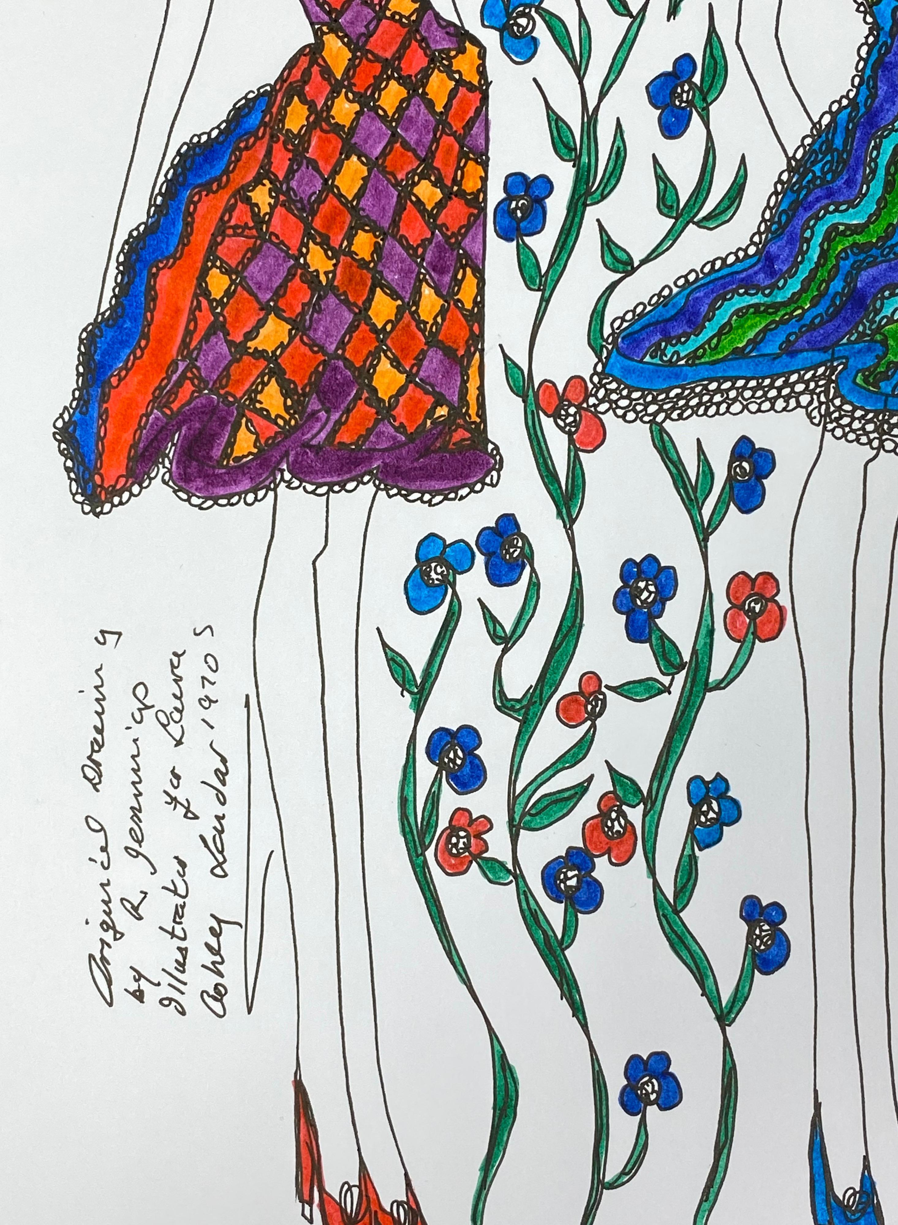 Diseño de Moda Original Ilustración Acuarela Pintura Laura Ashley Diseñadora en venta 1