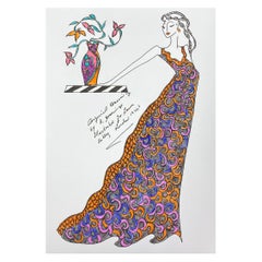Original Original-Modedesign- Illustration, Aquarellmalerei Laura Ashley Designer