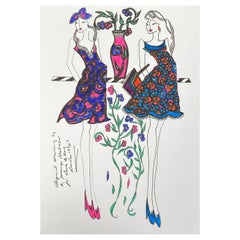 Original Mode Design Illustration Aquarell Malerei Laura Ashley Designer