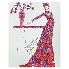 Original Original-Modedesign- Illustration, Aquarellmalerei Laura Ashley Designer