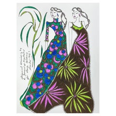Original Fashion Design Illustration Watercolor Painting Laura Ashley Designer