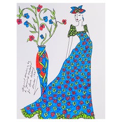 Original Original-Modedesign- Illustration, Aquarellmalerei Laura Ashley Designer