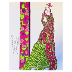 Diseño de Moda Original Ilustración Acuarela Pintura Laura Ashley Diseñadora