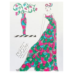 Original Original-Modedesign- Illustration, Aquarellmalerei Laura Ashley Designer