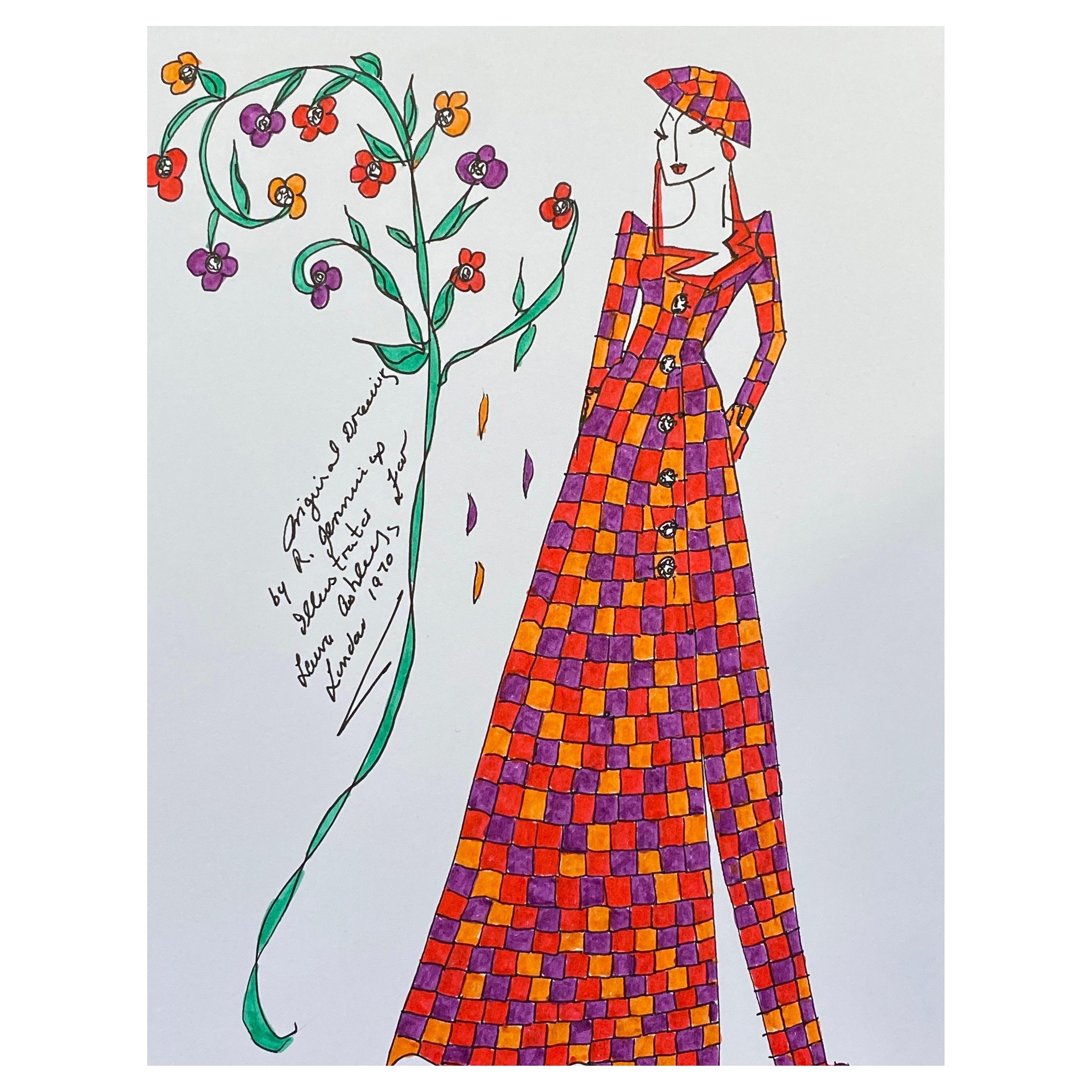 Illustration de mode originale à l'aquarelle - Peinture à l'aquarelle - Laura Ashley Designer en vente