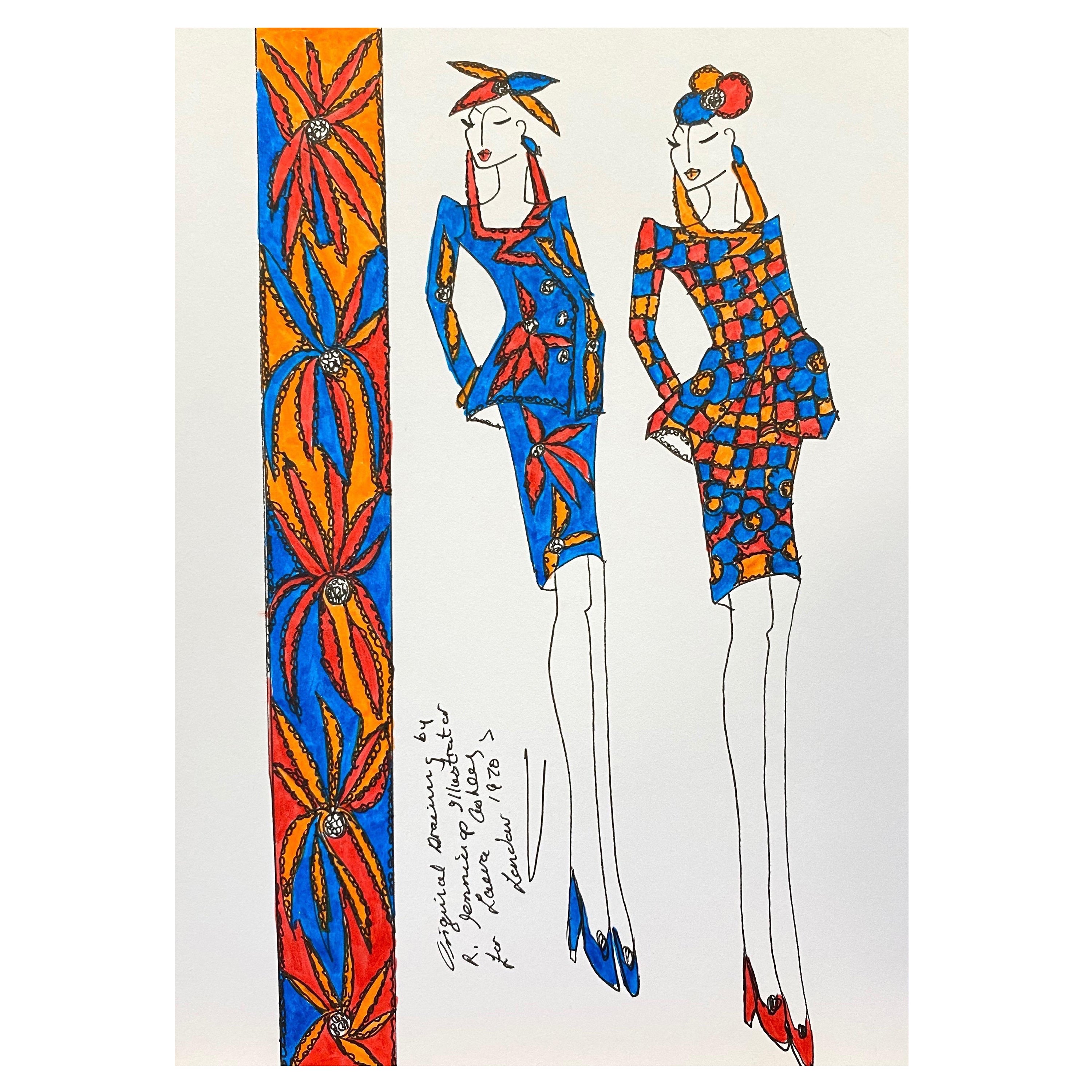 Illustration de mode originale à l'aquarelle - Peinture à l'aquarelle - Laura Ashley Designer