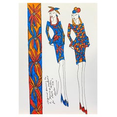 Original Original-Modedesign- Illustration, Aquarellmalerei Laura Ashley Designer
