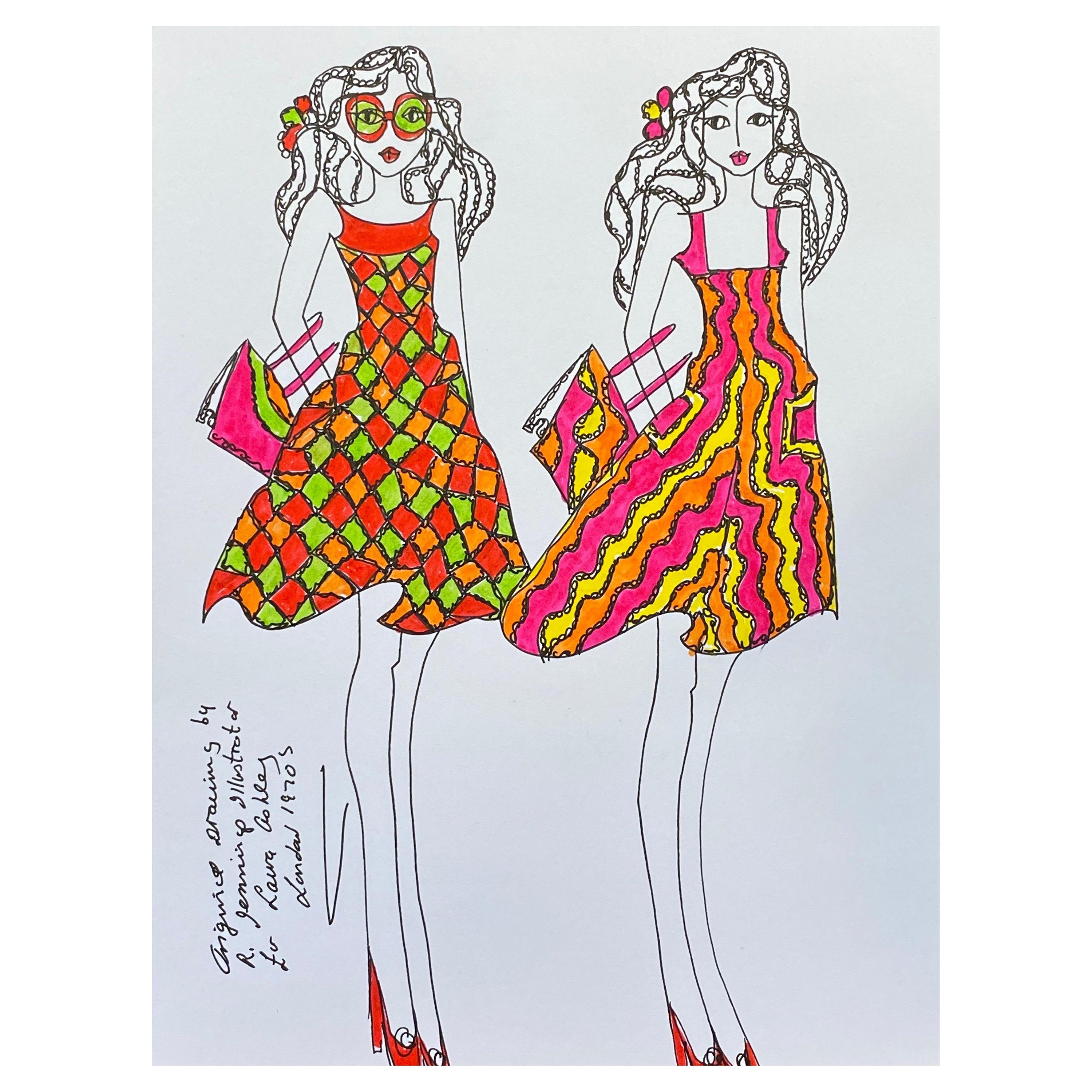 Illustration de mode originale à l'aquarelle - Peinture à l'aquarelle - Laura Ashley Designer