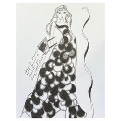 Original Original-Modedesign- Illustration, Aquarellmalerei Laura Ashley Designer