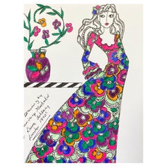 Original Original-Modedesign- Illustration, Aquarellmalerei Laura Ashley Designer