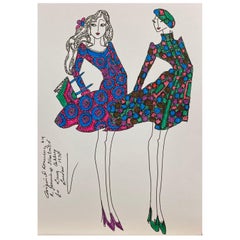 Original Original-Modedesign- Illustration, Aquarellmalerei Laura Ashley Designer