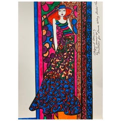 Original Original-Modedesign- Illustration, Aquarellmalerei Laura Ashley Designer
