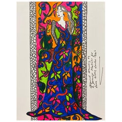 Original Original-Modedesign- Illustration, Aquarellmalerei Laura Ashley Designer