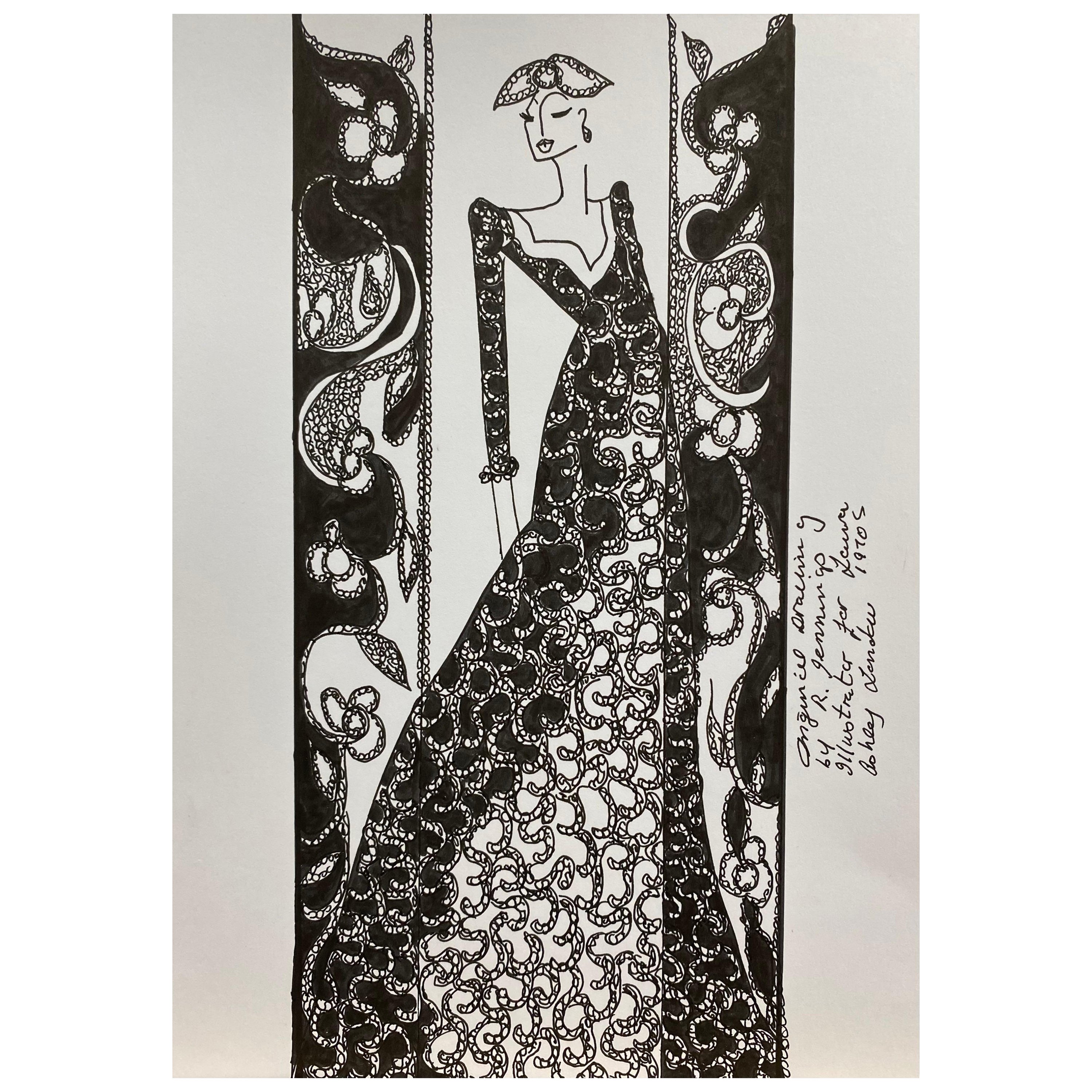 Disegno di moda originale Illustrazione ad acquerello Laura Ashley Designer