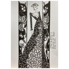 Original Original-Modedesign- Illustration, Aquarellmalerei Laura Ashley Designer