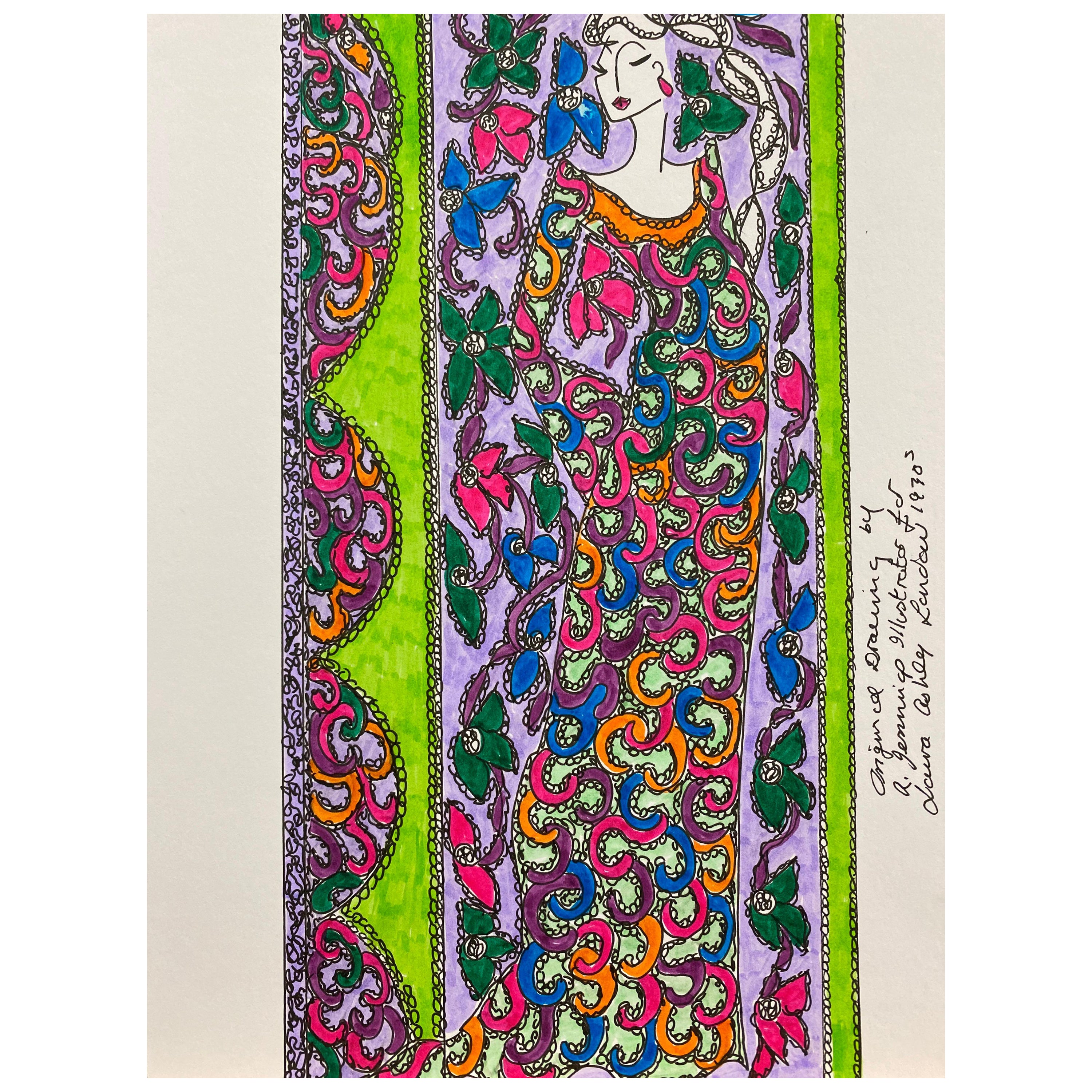 Illustration de mode originale à l'aquarelle - Peinture à l'aquarelle - Laura Ashley Designer en vente
