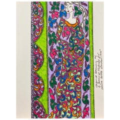 Original Original-Modedesign- Illustration, Aquarellmalerei Laura Ashley Designer