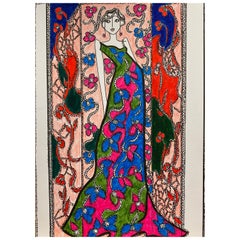 Original Fashion Design Illustration Watercolor Painting Laura Ashley Designer
