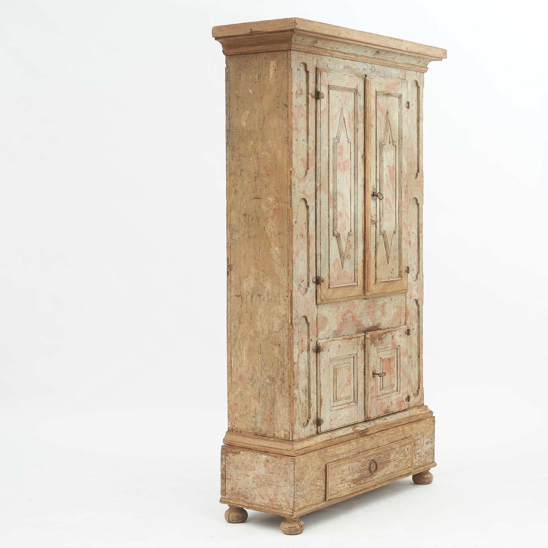 Original Faux Marble Painted Baroque Cabinet from Hälsingland, Sweden 13