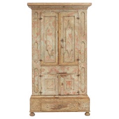 Original Faux Marble Painted Baroque Cabinet from Hälsingland, Sweden