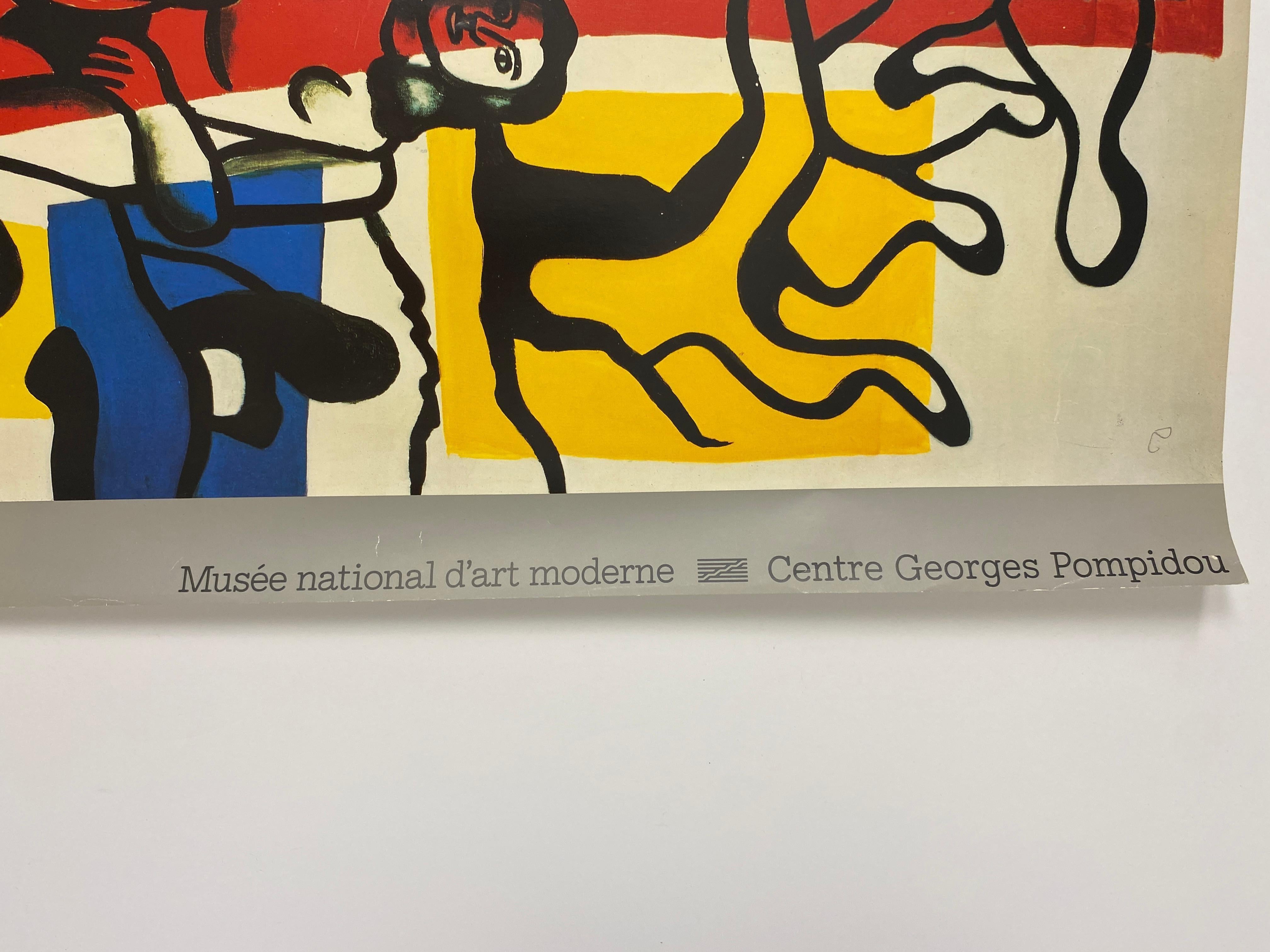 Cartel original de época de una exposición de arte de Fernand Leger en el Centre Georges Pompidou de París, Francia. 
Cartel artístico en color de Fernand Leger, hacia 1952-53. 

Medidas: 27 1/2