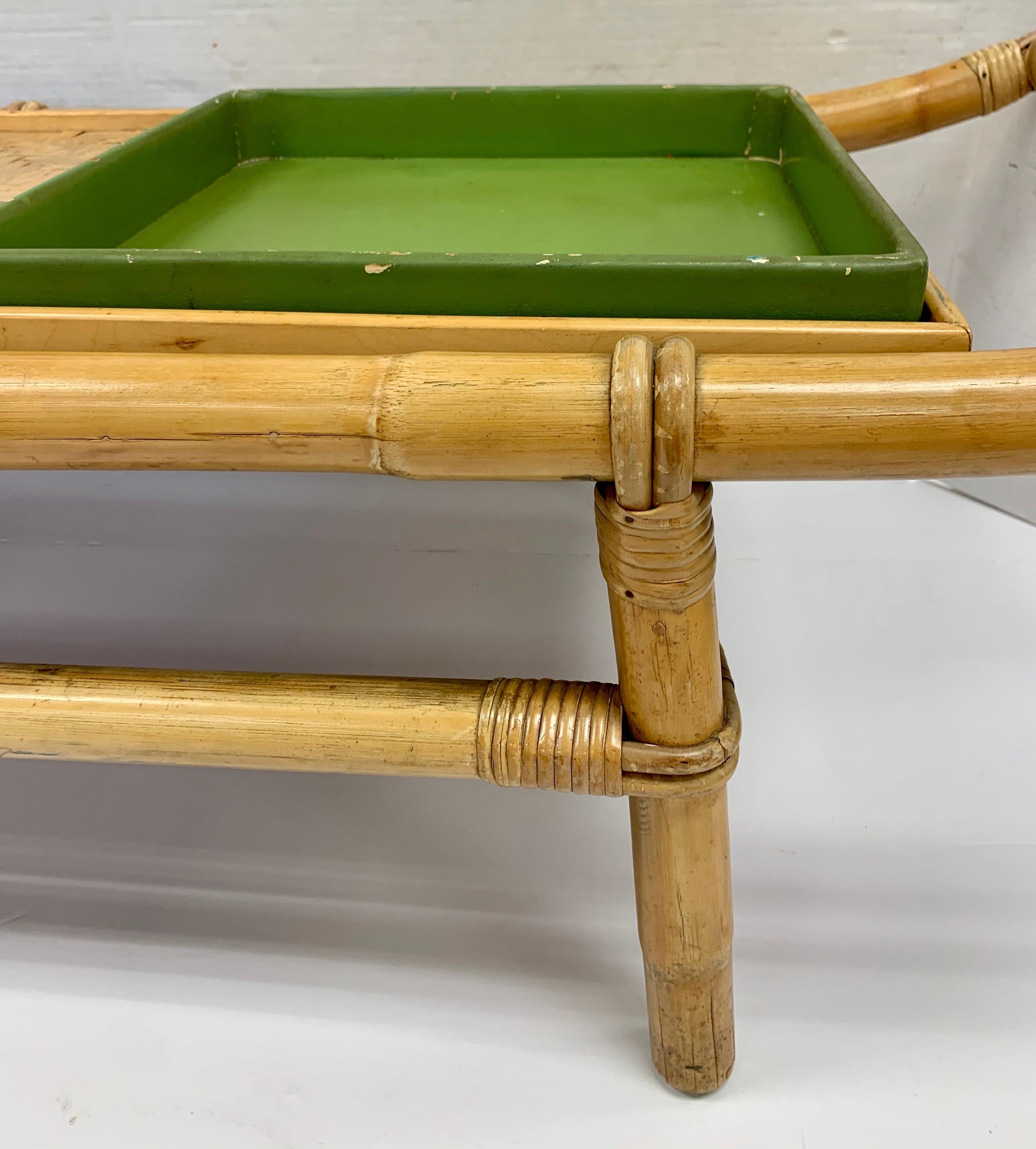Original Ficks Reed John Wisner Pagoda Coffee Table or Bench, circa 1954 In Good Condition In West Hartford, CT