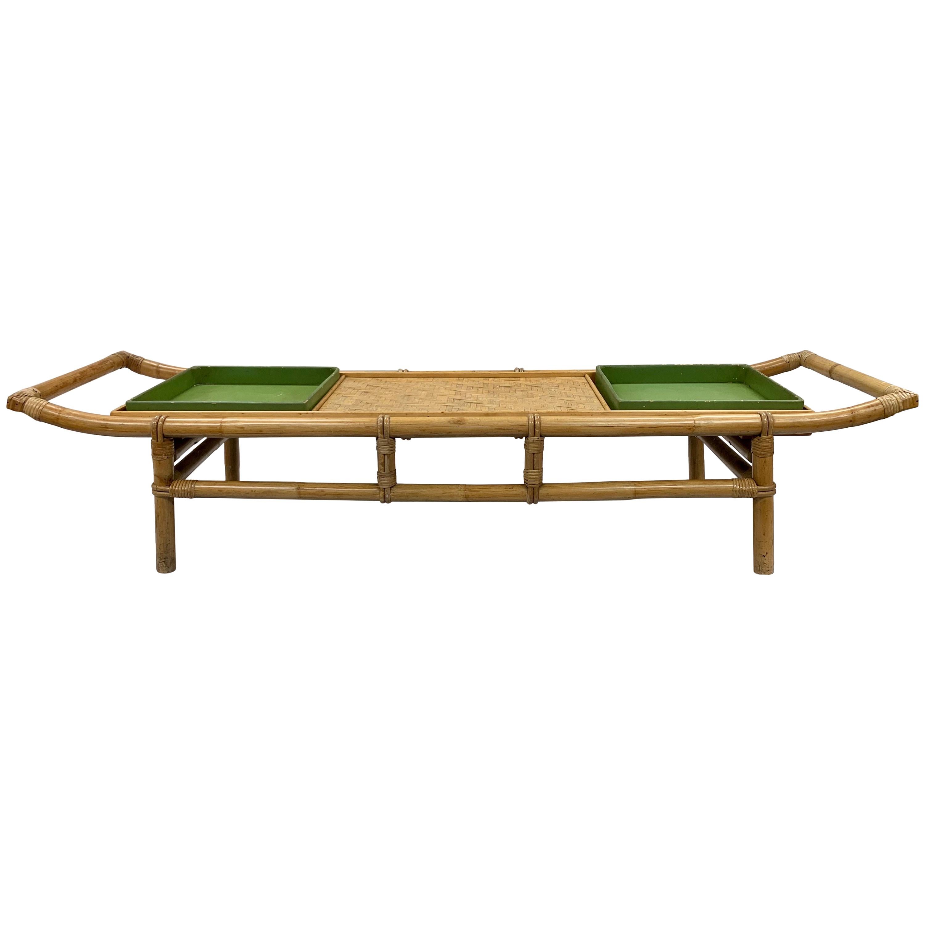 Original Ficks Reed John Wisner Pagoda Coffee Table or Bench, circa 1954