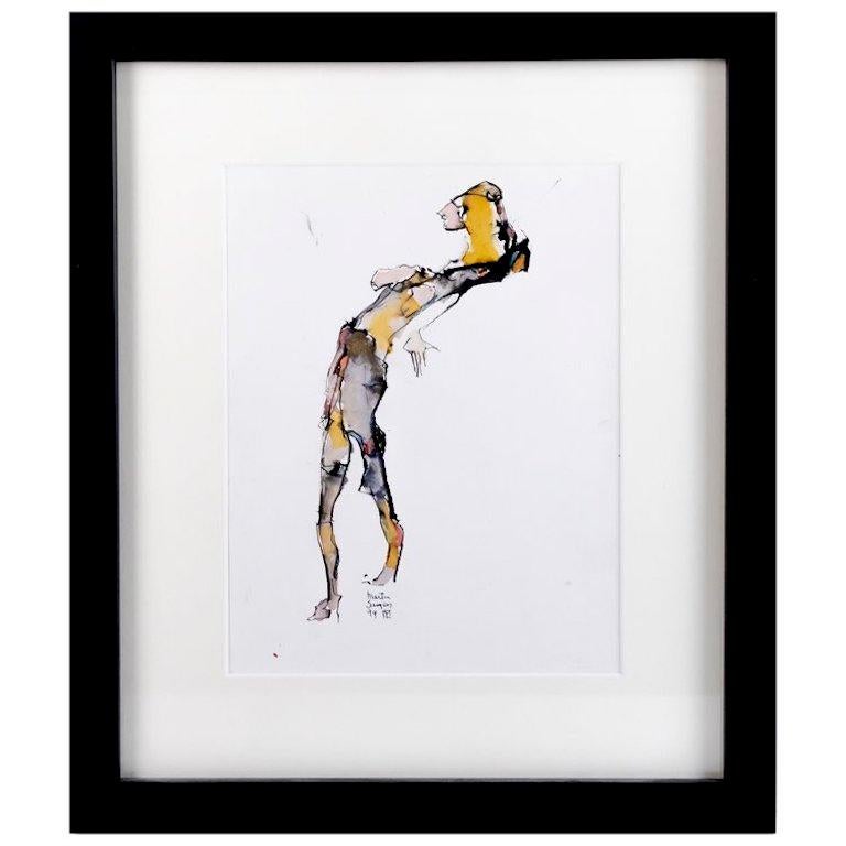 Pintura figurativa original en acuarela del artista estadounidense Martin Sumers Estadounidense en venta