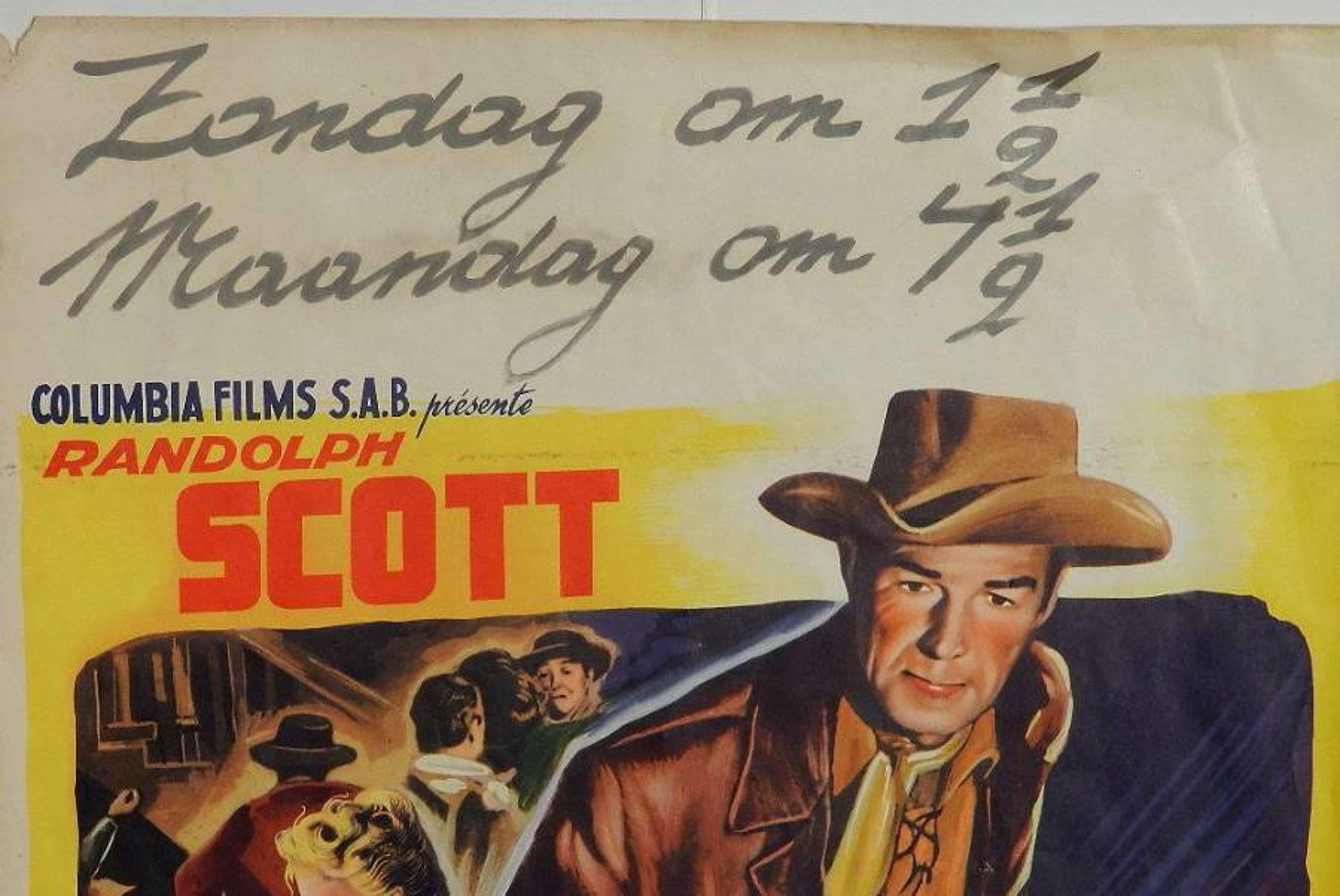 20th Century Original Film Poster Randolph Scott Belgian version c1953 For Sale