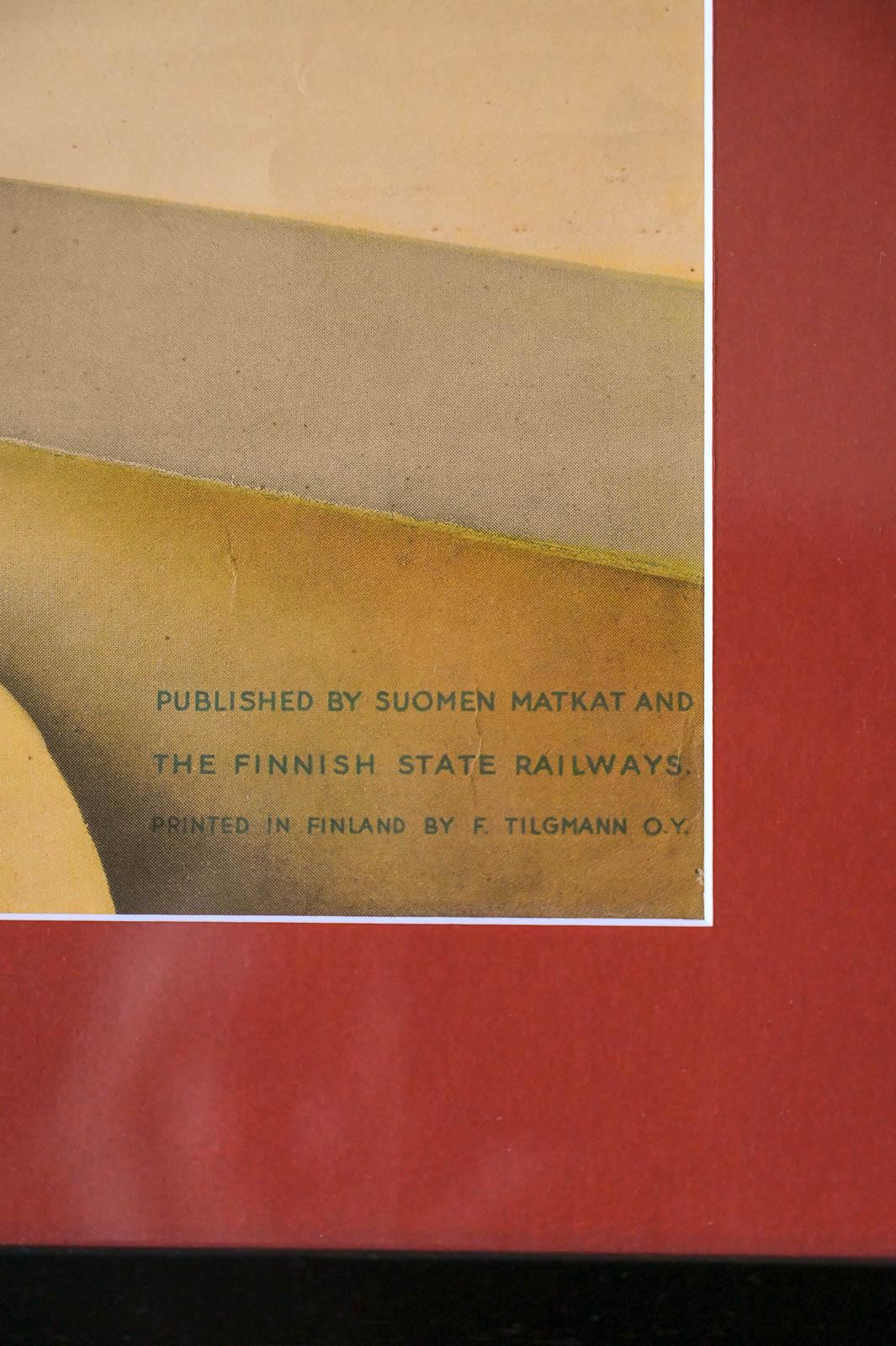 Mid-20th Century Original Finland Travel Poster by Jorma Suhonen, 1952 For Sale