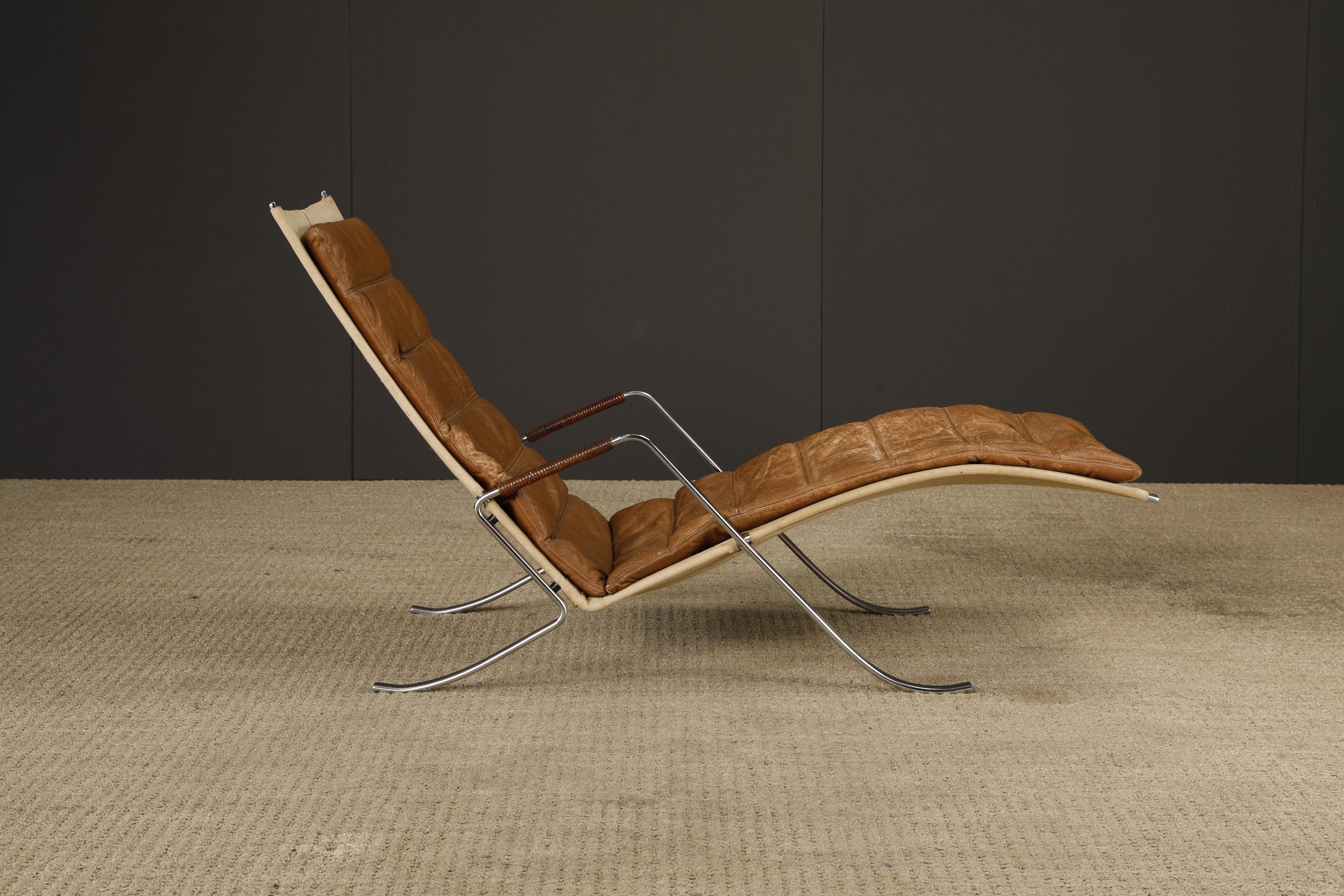 Questa eccezionale chaise lounge FK-87 Grasshopper di Preben Fabricius & Jørgen Kastholm per Alfred Kill International è un esemplare autentico e di prima produzione degli anni '60... non una delle riproduzioni successive di Lange Production che