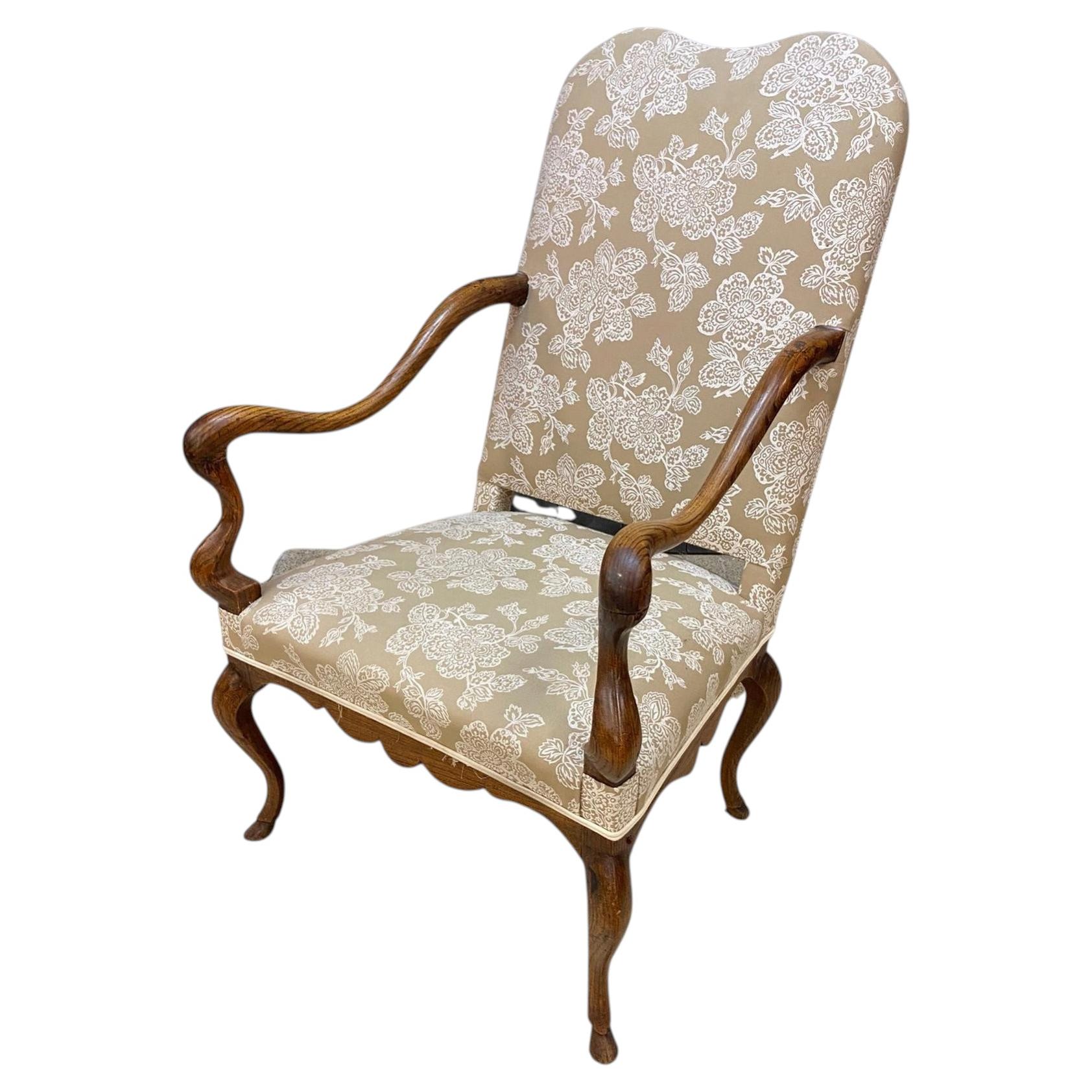 Original Flemish Armchair in Elm, 18th Century For Sale