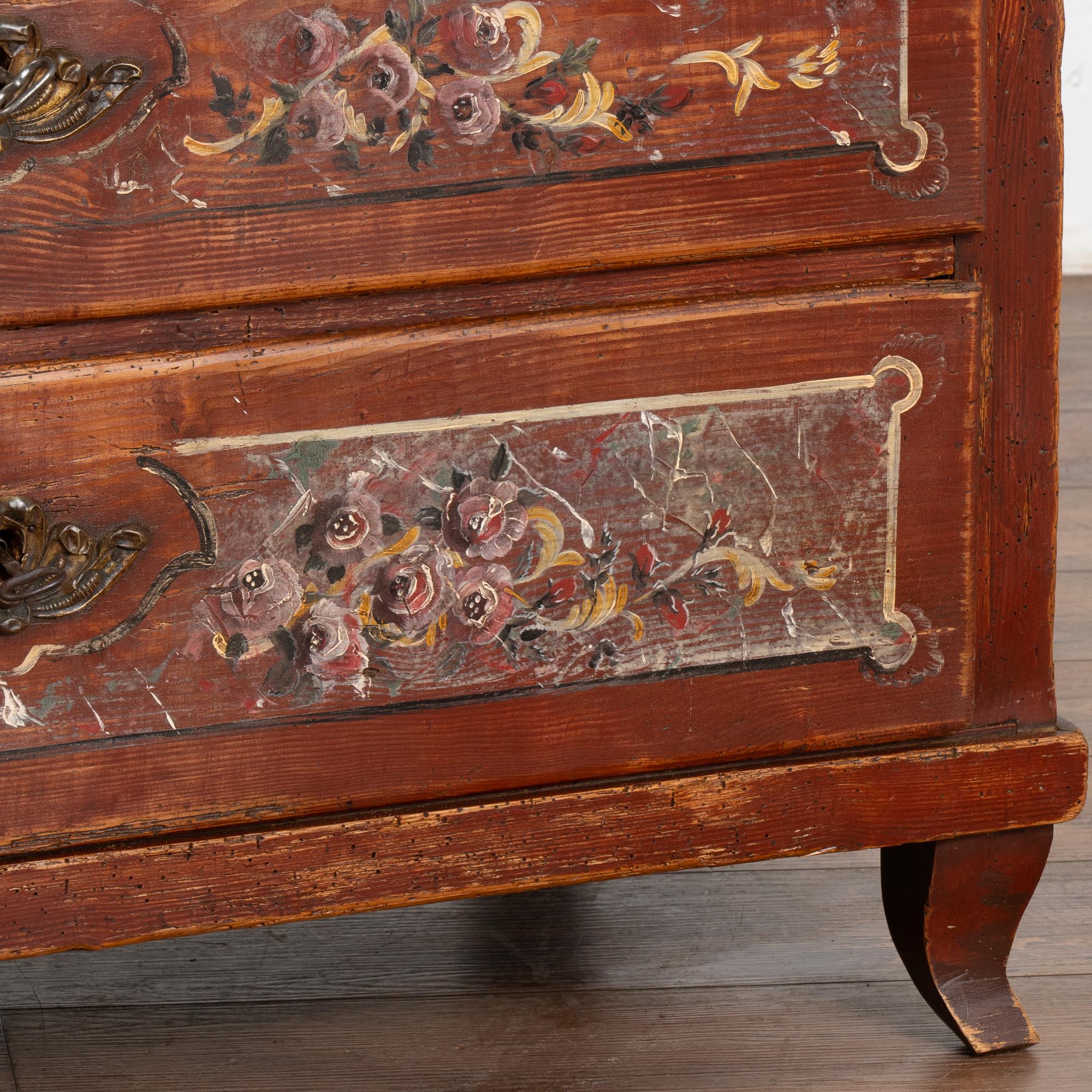Comò a tre cassetti originale dipinto in arte popolare, Ungheria, 1850-70 circa in vendita 4
