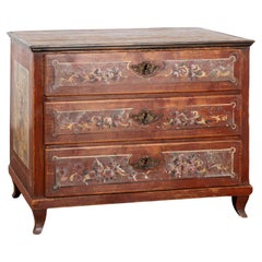 Original Folk Art Painted Chest of Three Drawers, Hungary circa 1850-70