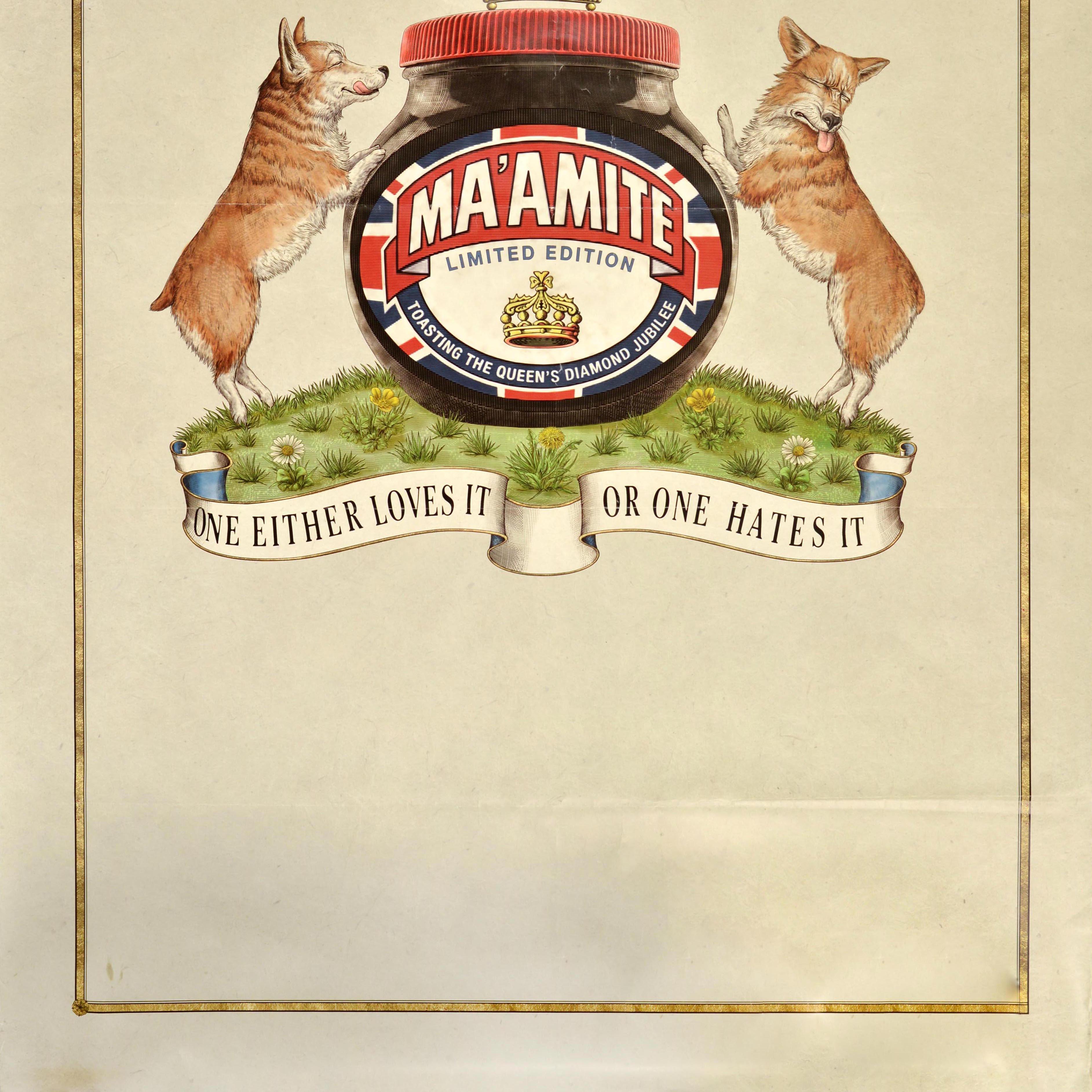 Poster pubblicitario alimentare originale Maamite Marmite Queens Diamond Jubilee Corgi In condizioni buone in vendita a London, GB