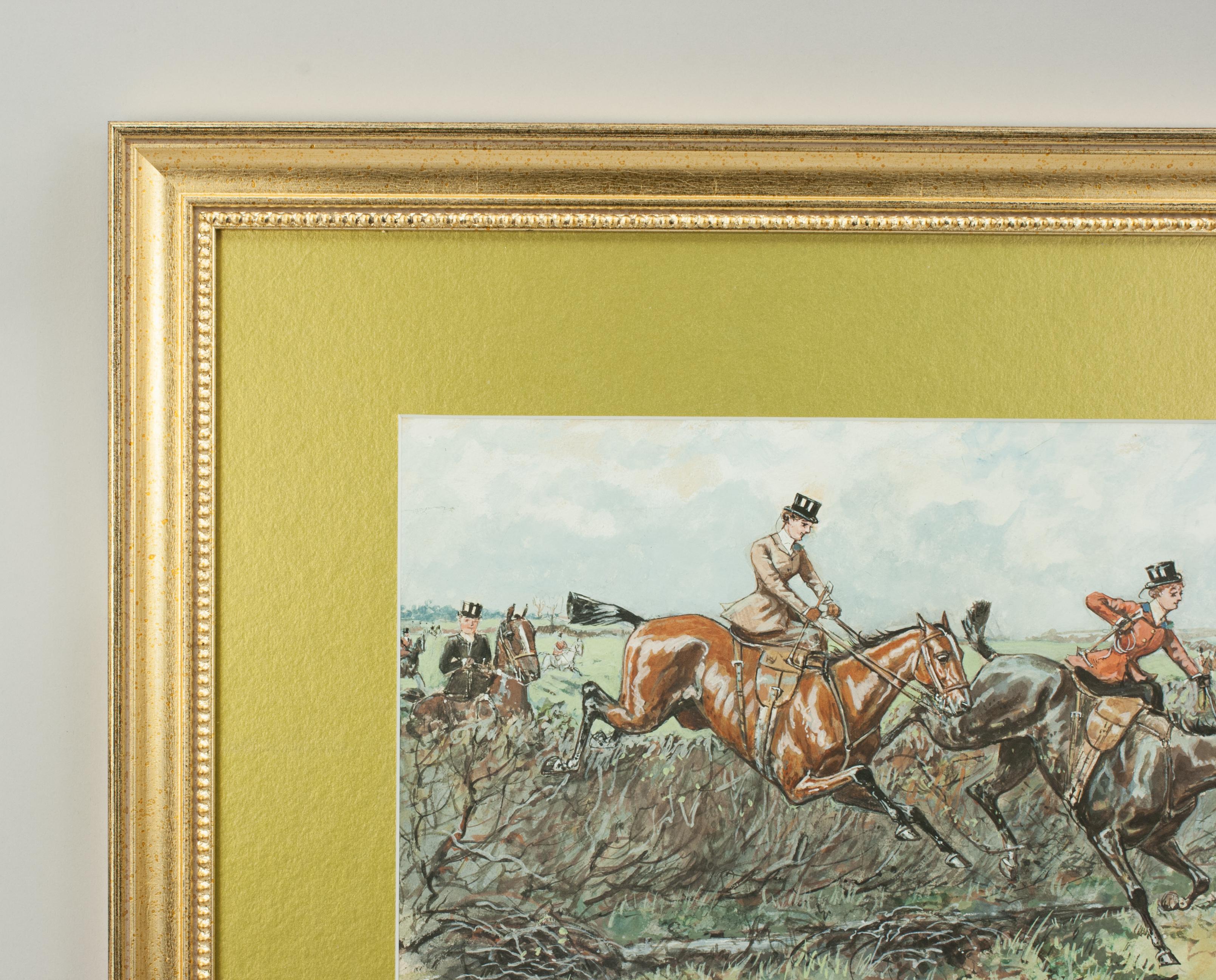 Acuarela original de Finch Mason sobre la caza del zorro Británico en venta