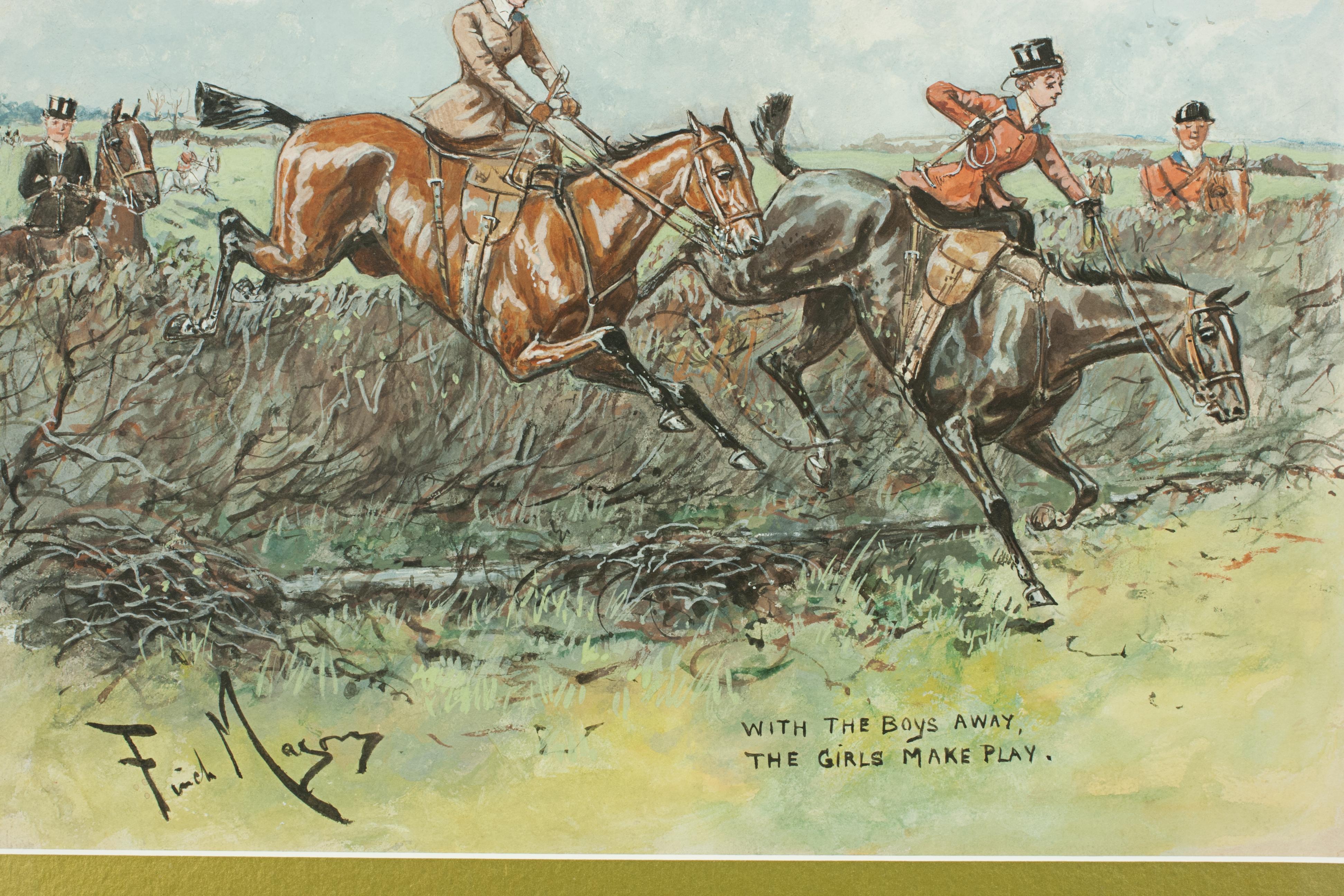 British Original Fox Hunting Watercolour by Finch Mason For Sale