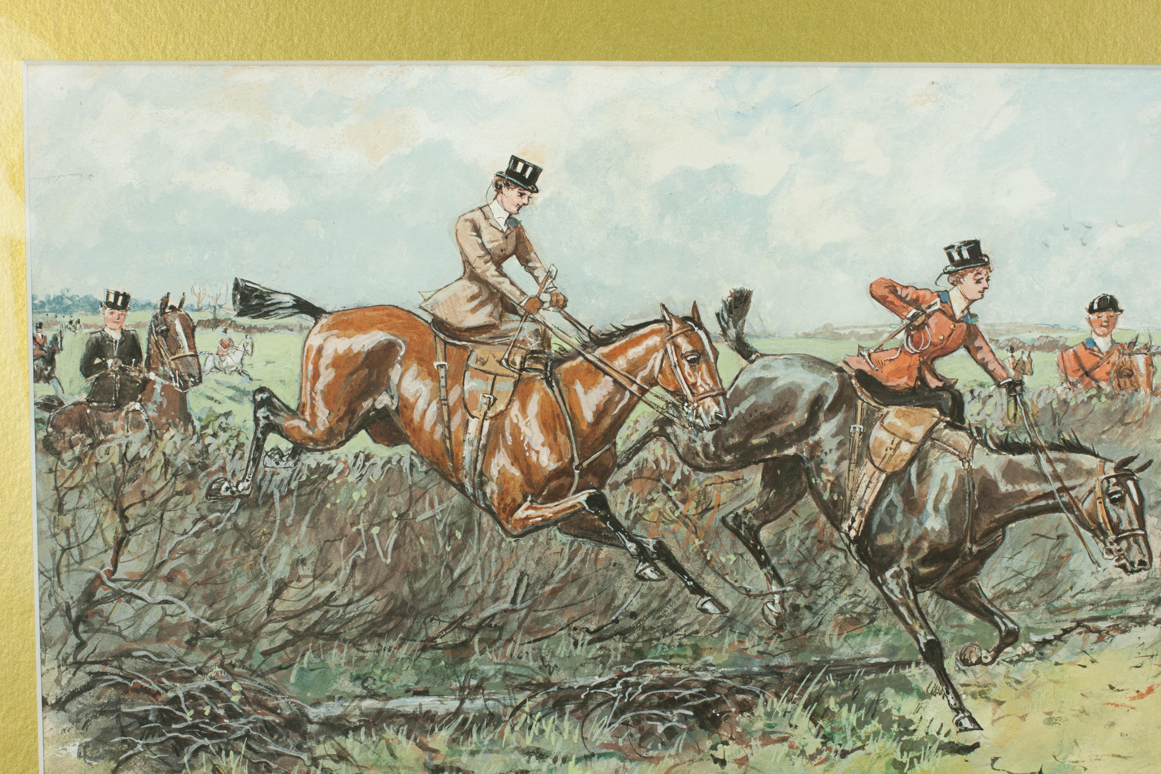 British Original Fox Hunting Watercolour by Finch Mason For Sale