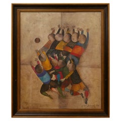 Original Framed 1970s Print “Ballon Players” by Graciela Rodo Boulanger