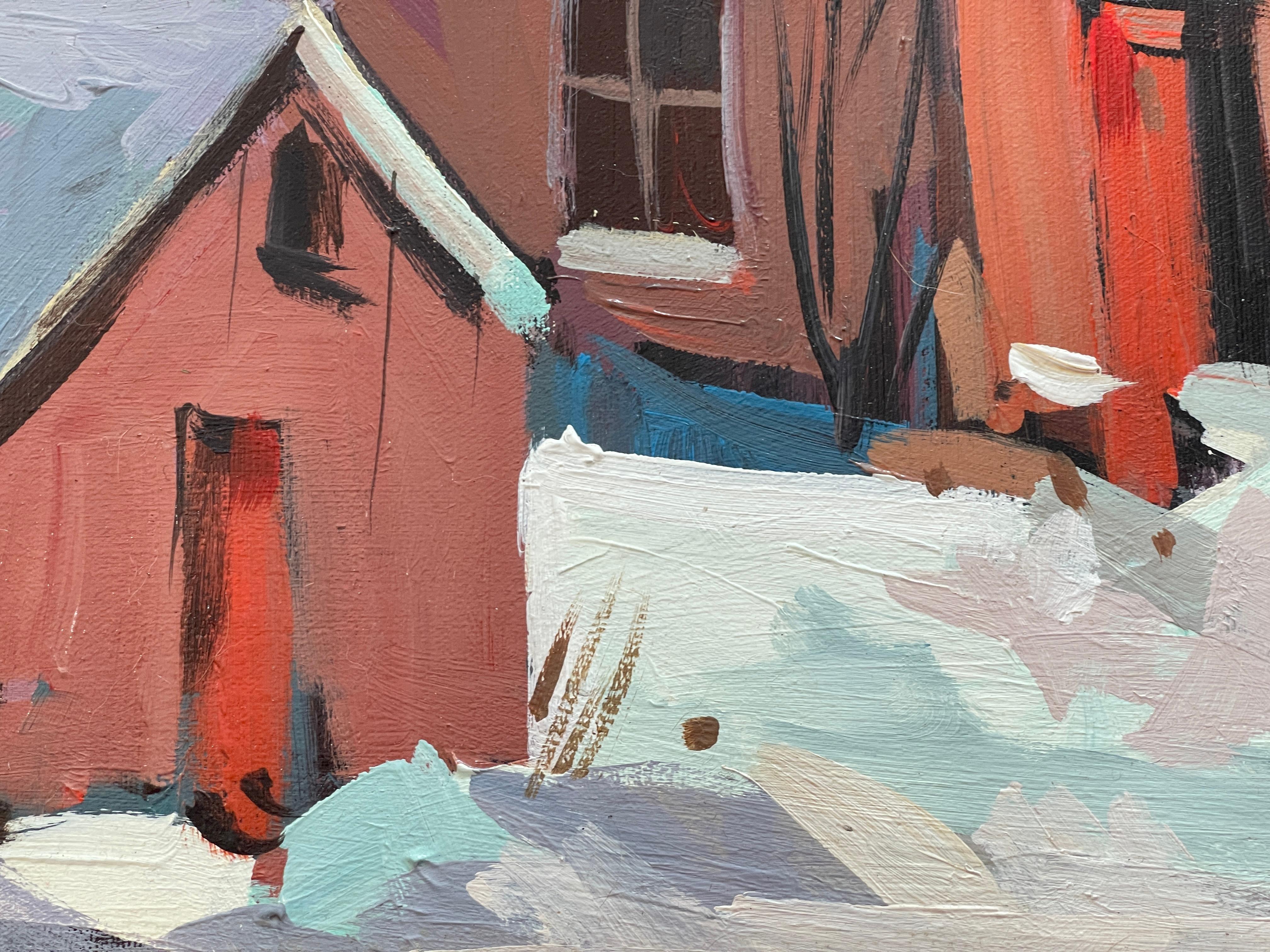 Original  Gerahmtes Acrylgemälde auf Leinwand, Schneeskulptur von David C Armstrong im Angebot 5