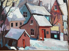 Original Oil Painting On Canvas, Snow Scape By David C, Armstrong