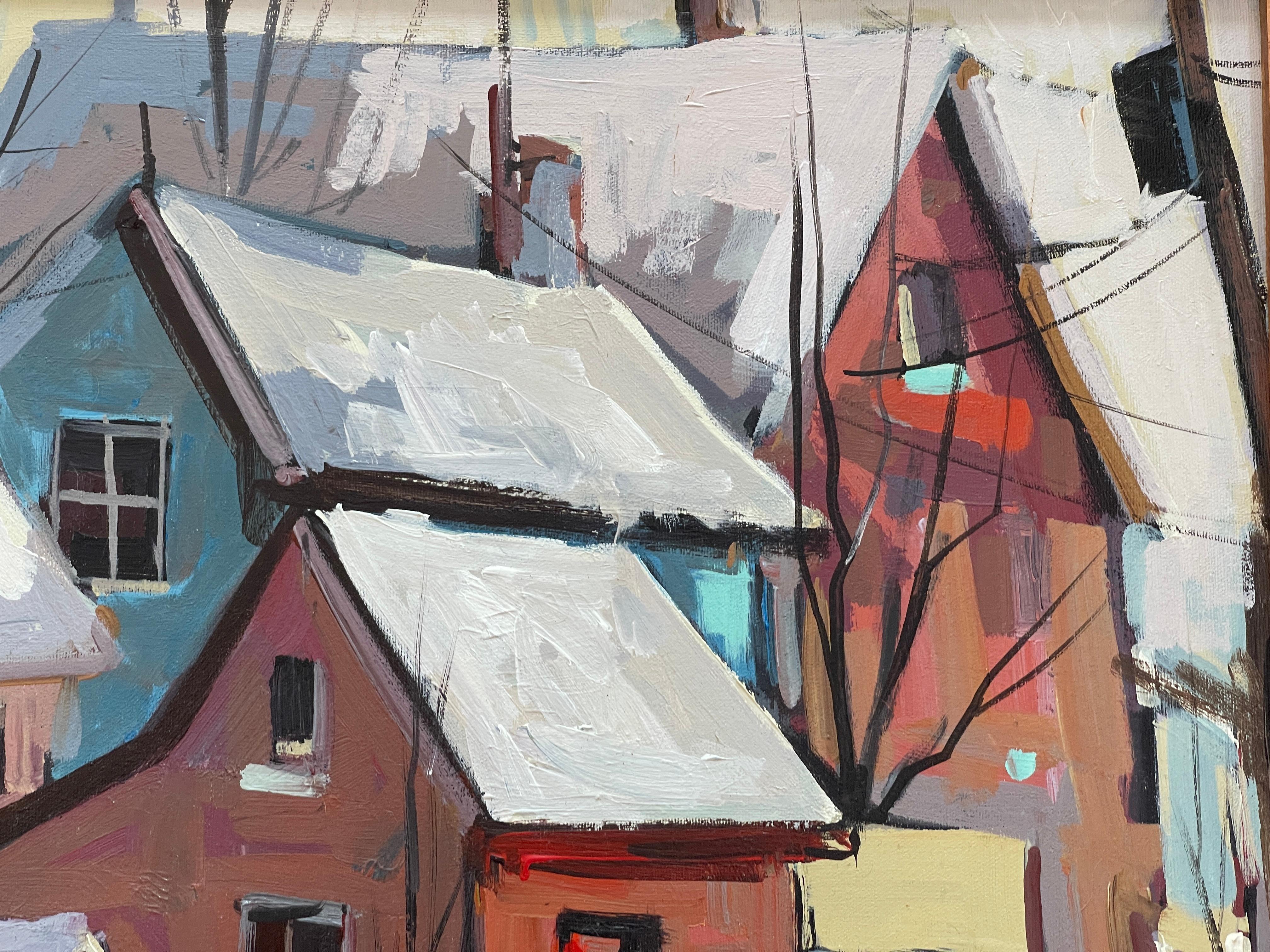 Original  Gerahmtes Acrylgemälde auf Leinwand, Schneeskulptur von David C Armstrong (Kanadisch) im Angebot