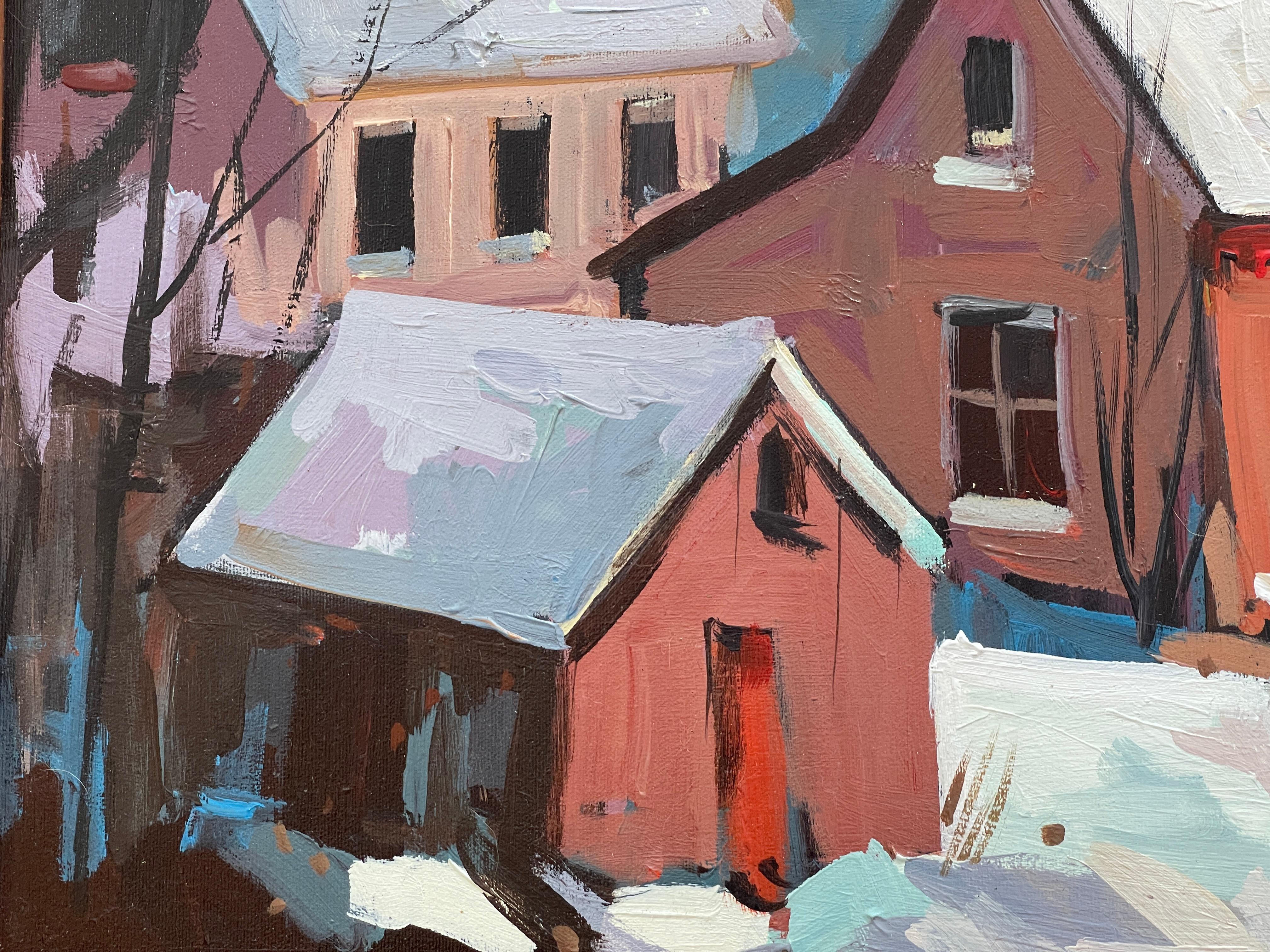 Original  Gerahmtes Acrylgemälde auf Leinwand, Schneeskulptur von David C Armstrong (Ende des 20. Jahrhunderts) im Angebot