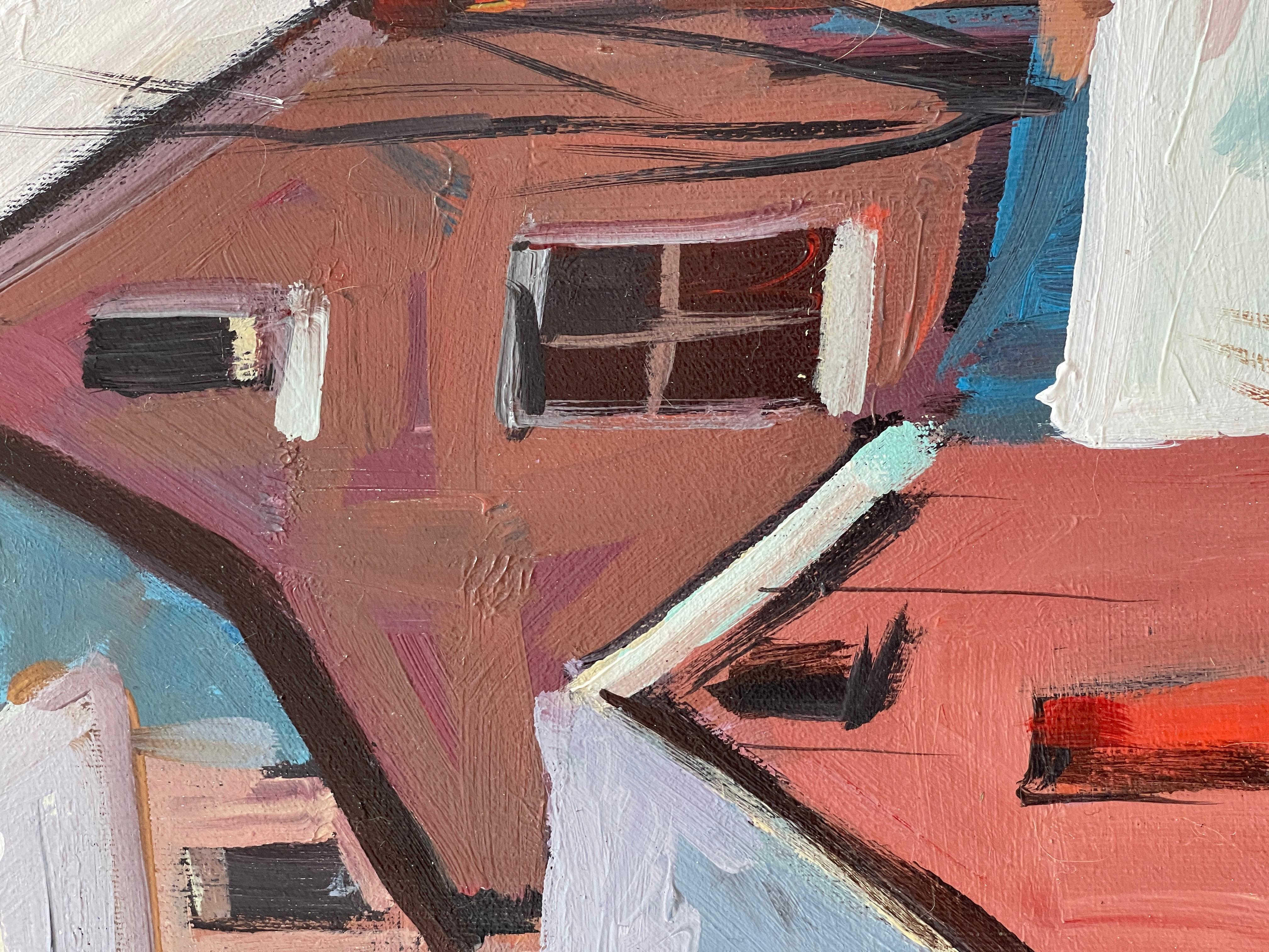 Original  Gerahmtes Acrylgemälde auf Leinwand, Schneeskulptur von David C Armstrong im Angebot 2