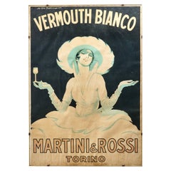 Vintage Original Framed Advertising Poster for Martini and Rossi Vermouth Signed