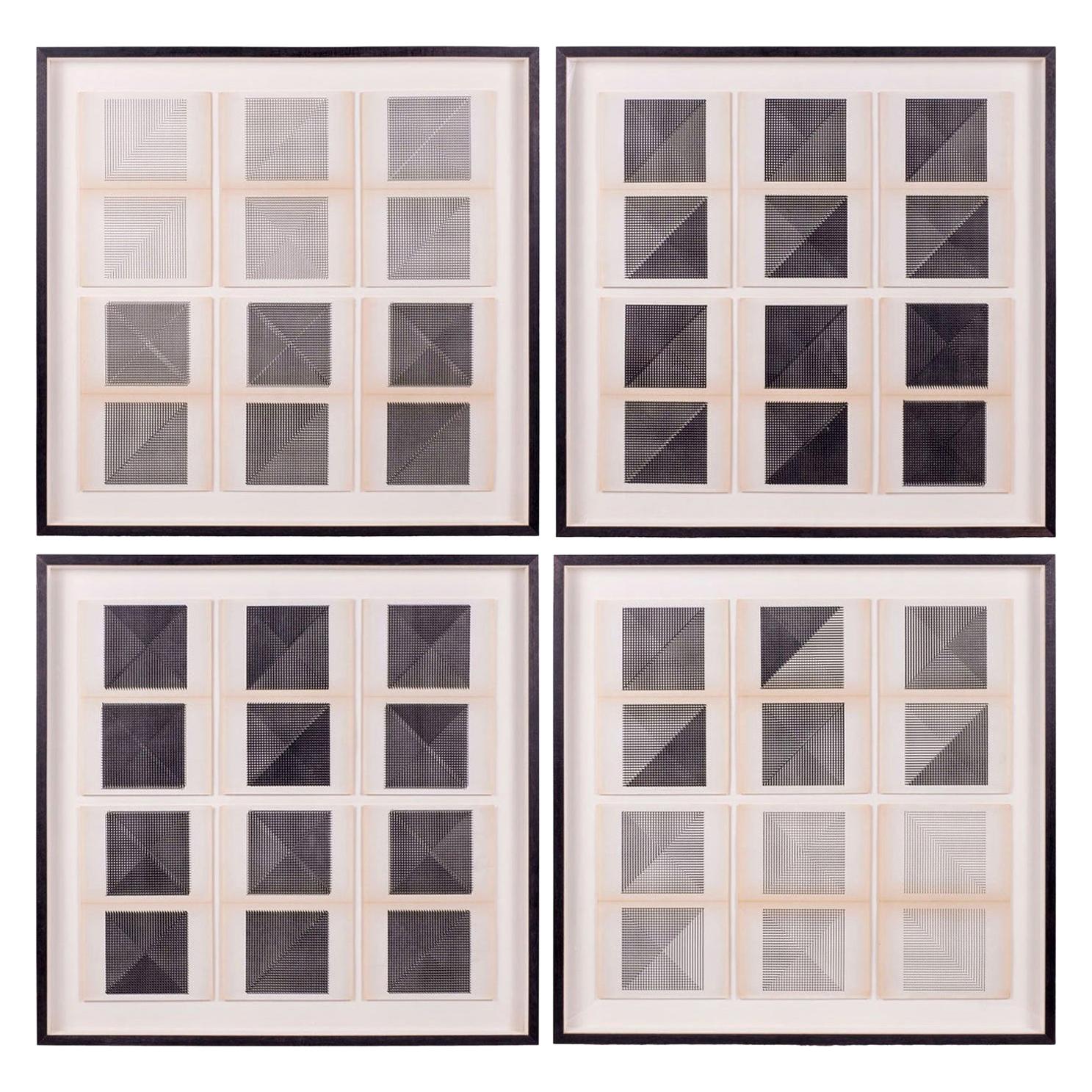 Original Framed Black and White Letterpress Prints by Dieter Roth