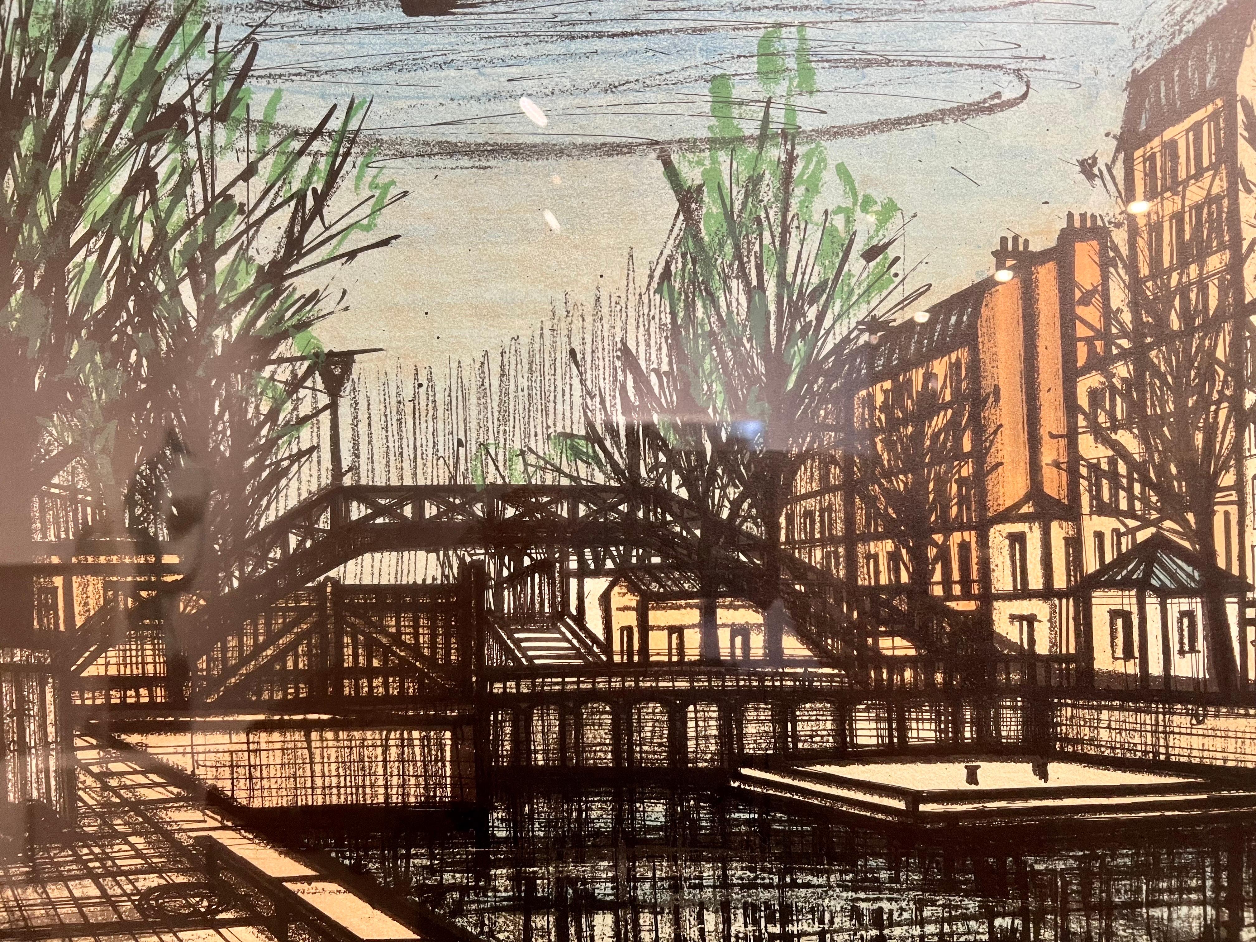 Mid-Century Modern Original Framed Collectors Guild Canal Saint Martin Lithograph by Bernard Buffet
